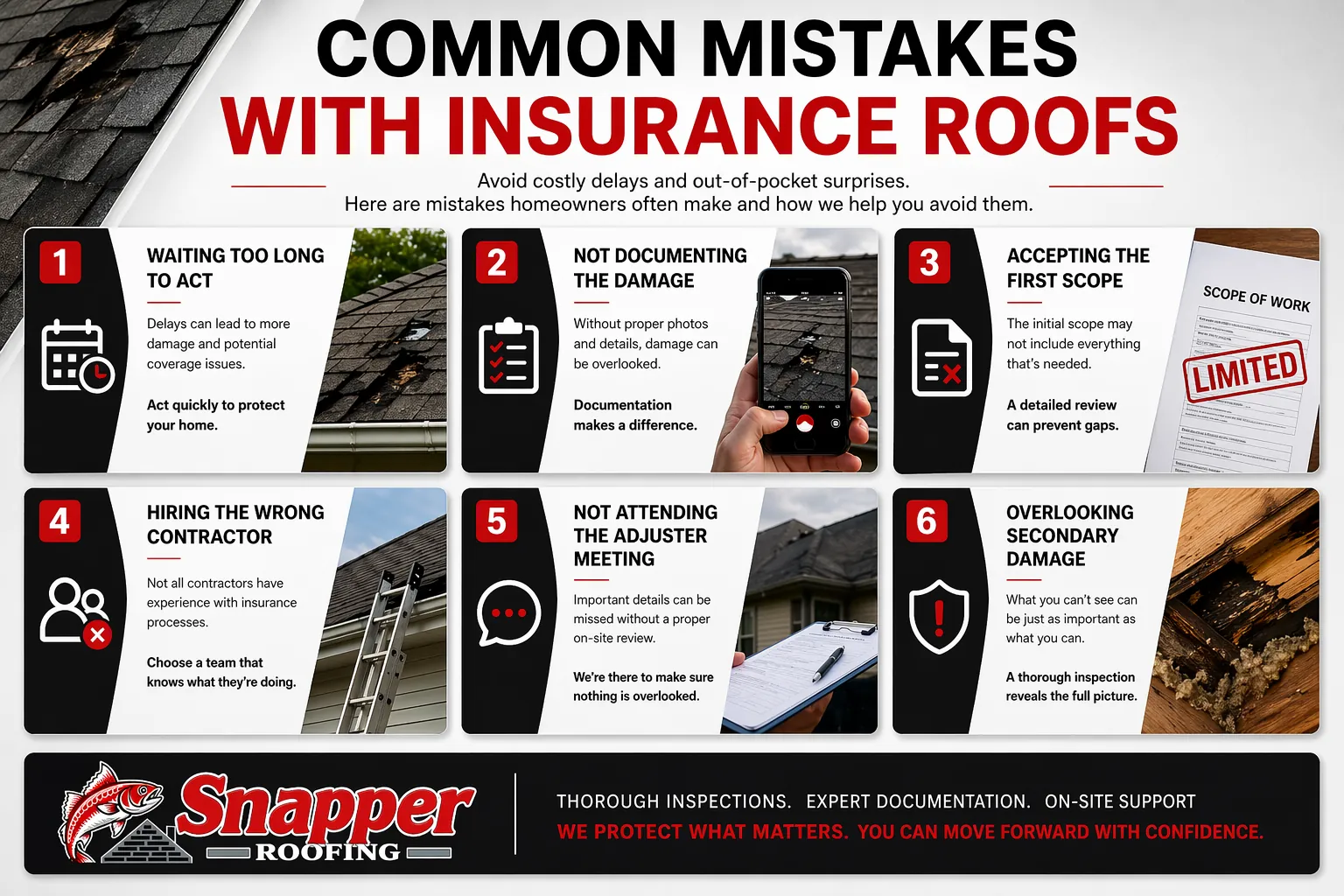 Our insurance claim process for storm damage roof replacement
